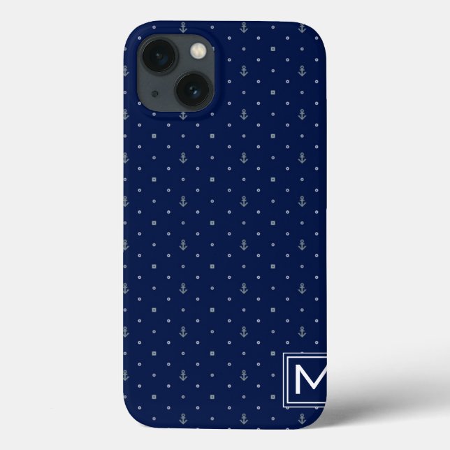 Anchor Polka Dots Pattern | Add Your Initial Case-Mate iPhone Case (Back)