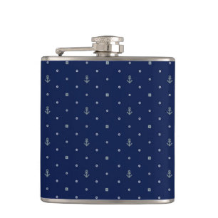 Anchor Polka Dots Pattern Hip Flask
