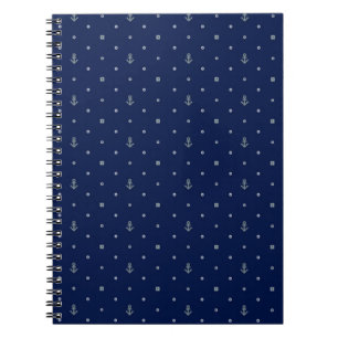 Anchor Polka Dots Pattern Spiral Notebook