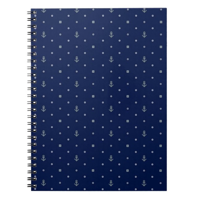Anchor Polka Dots Pattern Spiral Notebook (Front)