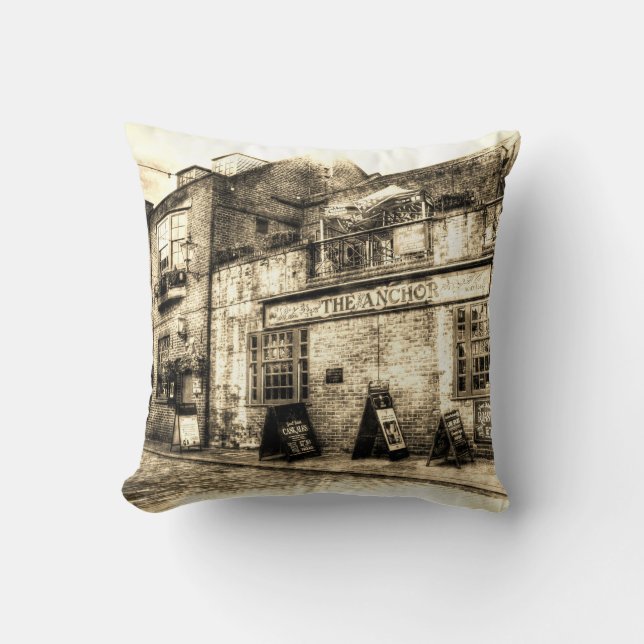 Anchor Pub London Vintage Cushion (Front)