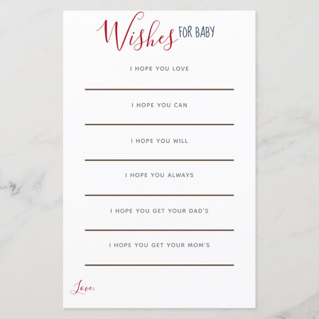 Anchor Red White Blue Nautical Wishes for Baby (Front)