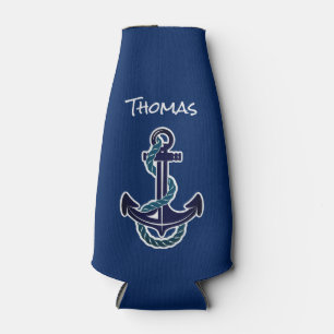 Anchor & Rope Blue Nautical Can Coolers