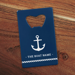 Anchor rope border boat name dark blue