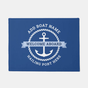 Anchor rope border boat name welcome aboard doormat