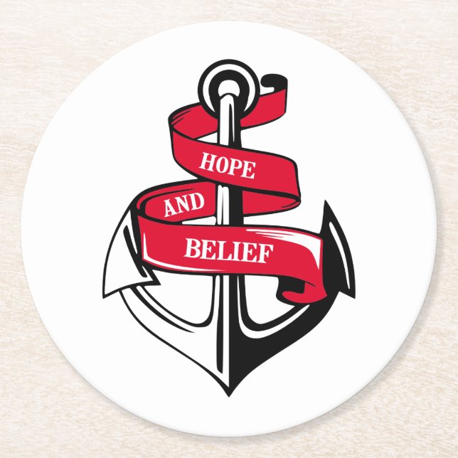 Anchor Round Paper Coaster (Front)