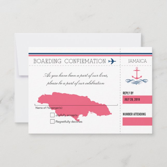 Anchor RSVP Jamaica Boarding Pass Card (Front)