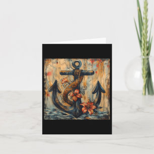 Anchor Sailor &amp; Captain Sailing Motor Boat Des Card