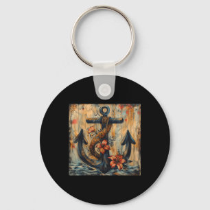 Anchor Sailor &amp; Captain Sailing Motor Boat Des Key Ring