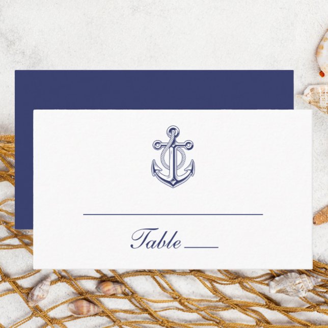 Anchor Sailor Navy Blue Nautical Wedding Place Card (Creator Uploaded)