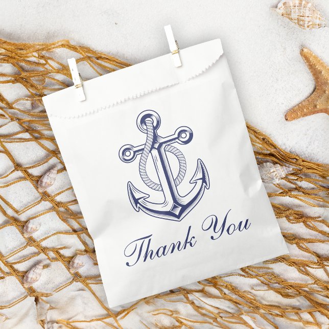 Anchor Sailor Navy Blue Nautical Wedding Thank You Favour Bags (Creator Uploaded)