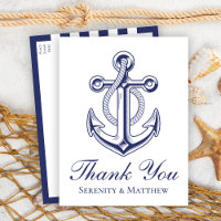 Anchor Sailor Navy Blue Nautical Wedding Thank You