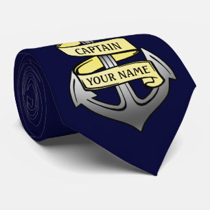 Anchor Ship Captain Your Name Customizable Tie