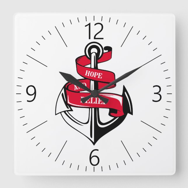 Anchor Square Wall Clock (Front)