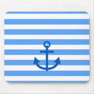 Anchor Stripes Blue & White Mouse Pad