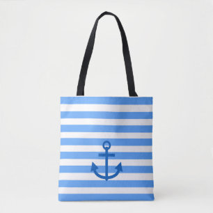Anchor Stripes Blue & White  Tote Bag