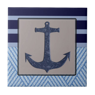Anchor & Stripes Nautical Design Tile