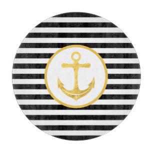 Anchor & Stripes Nautical Theme Cutting Board