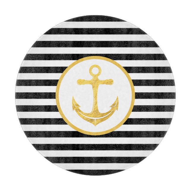 Anchor & Stripes | Nautical Theme | Cutting Board (Front)