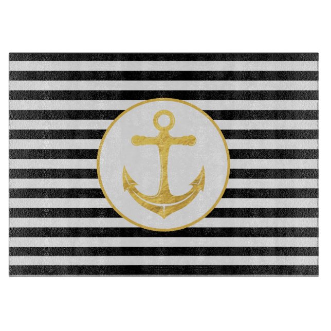 Anchor & Stripes | Nautical Theme | Cutting Board (Front)