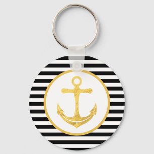 Anchor & Stripes Nautical Theme Keychain