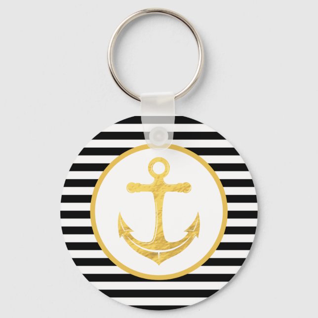 Anchor & Stripes | Nautical Theme | Keychain (Front)
