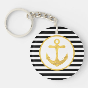 Anchor & Stripes   Nautical Theme   Keychain