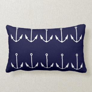Anchor stripes WHITE on NAVY BLUE PILLOW