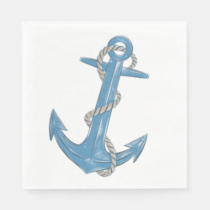 Anchor Summer Beach Party Blue Nautical Wedding Napkin