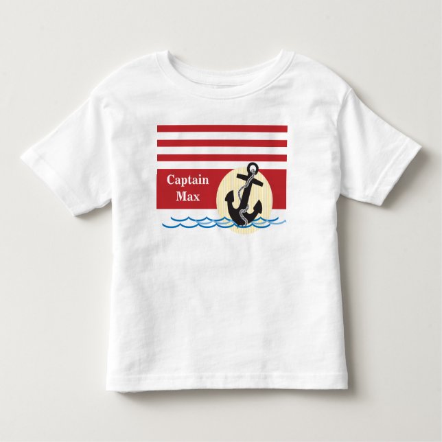 Anchor, Sun and Water Personalised Toddler T-Shirt (Front)