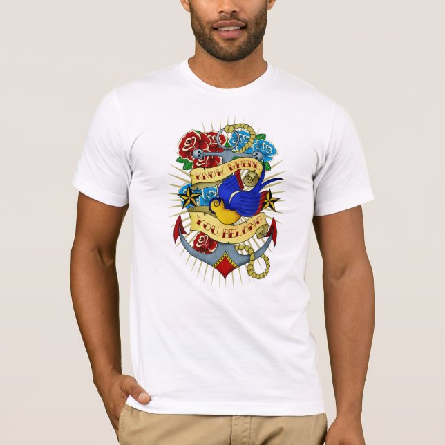 Anchor, Swallow and Roses T-Shirt (Front)