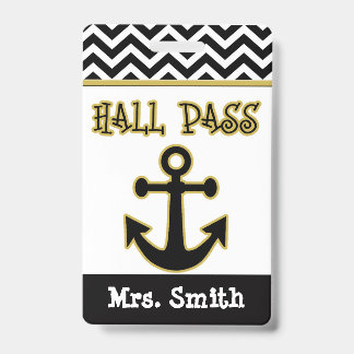 Anchor Teacher Hall Pass for Classroom ID Badge