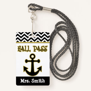 Anchor Teacher Hall Pass for Classroom ID Badge