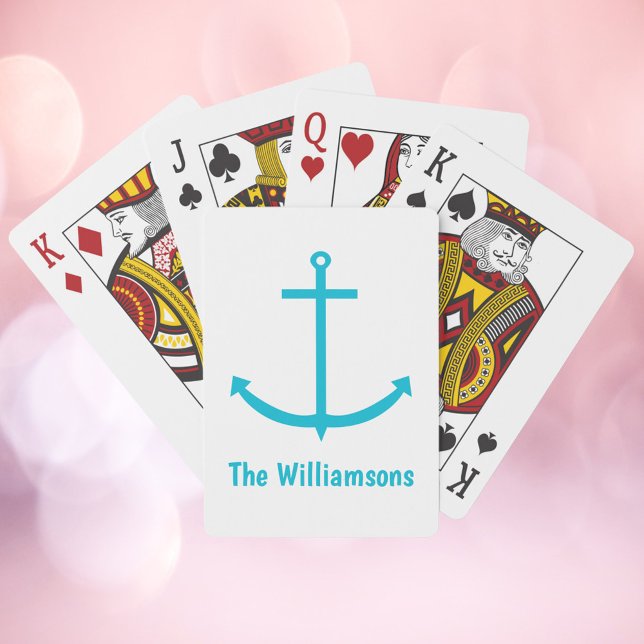 Anchor Turquoise Pattern Personalise Playing Cards (Creator Uploaded)