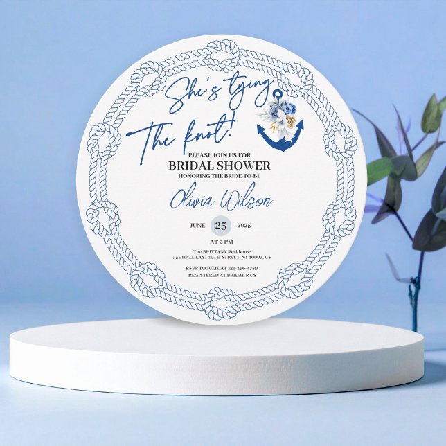Anchor Tying the Knot Nautical Bridal Shower  Invitation (Anchor Tying the Knot Nautical Bridal Shower)