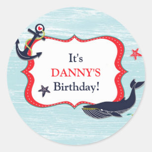 Anchor Whale Birthday Party Stickers