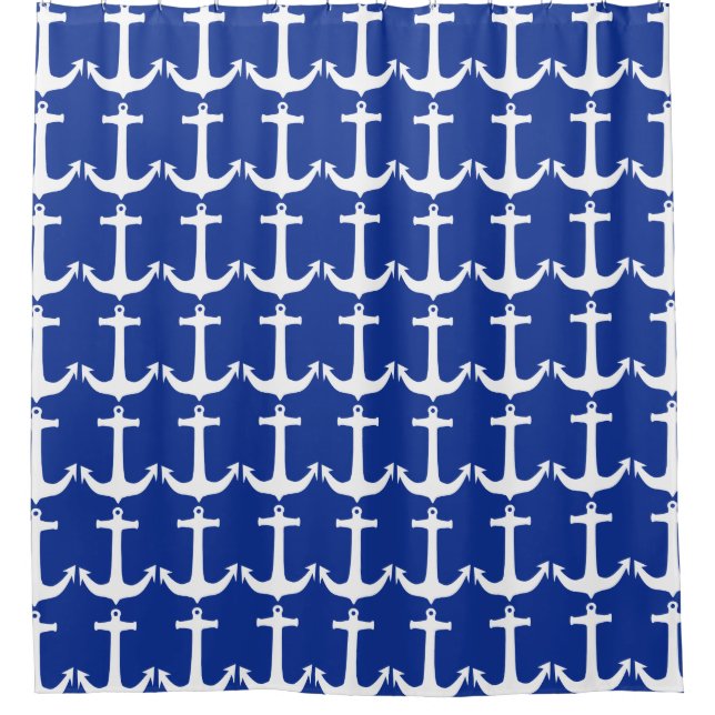 Anchor white + your background & ideas shower curtain (Front)
