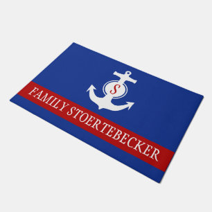 Anchor white + your name & monogram doormat