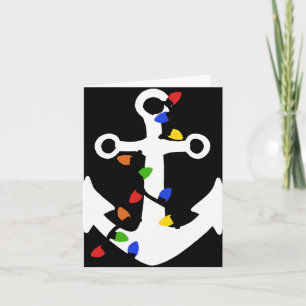 Anchor With Christmas Lights Nautical T Shirt  Card