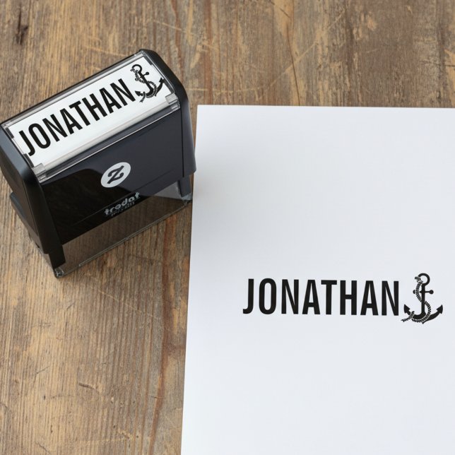 Anchor with Name Signature Stamp (Elegant anchor signature stamp.)