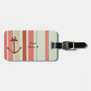 Anchor with Nautical Stripes Luggage Tag