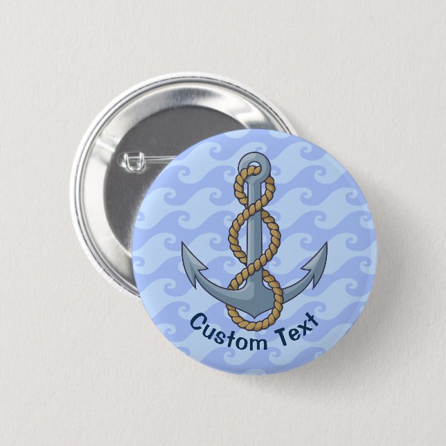 Anchor with Rope 6 Cm Round Badge (Front & Back)