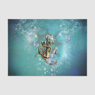 Anchor with seagull and fish tissue paper