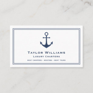 Anchor Yacht Boat Captain Nautical Blue And White Business Card
