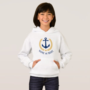 Anchor Your Boat Name Gold Laurel Girls White