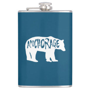 Anchorage Alaska Bear Hip Flask