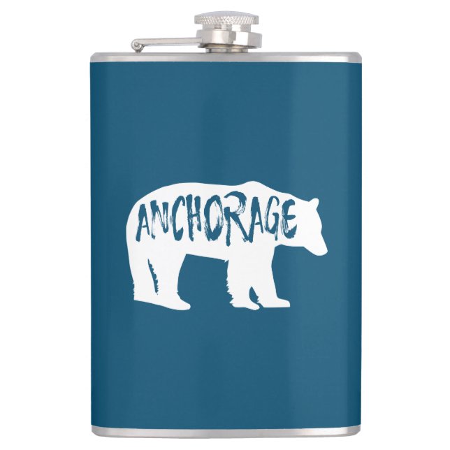 Anchorage Alaska Bear Hip Flask (Front)