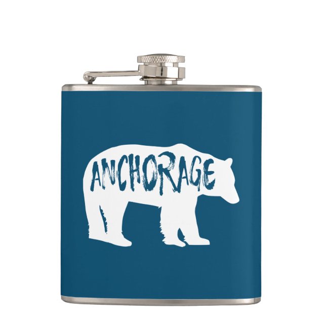 Anchorage Alaska Bear Hip Flask (Front)