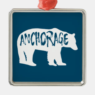 Anchorage Alaska Bear Metal Tree Decoration