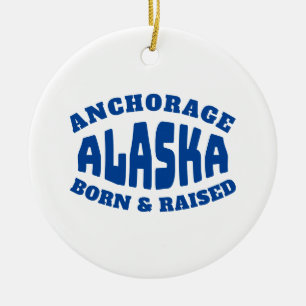 Anchorage Alaska Born and Raised Ceramic Tree Decoration